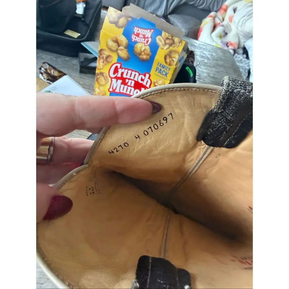 Los Altos Boots Brown Weathered Leather & Snake Skin Snip Toe Cowboy Boots sz 11 - Picture 8 of 12